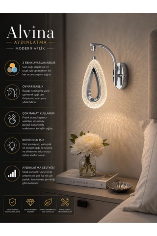 Vela Kristal Led Krom Aplik