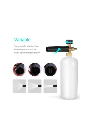 Araç Temizleme İçin Yüksek Basınçlı Köpük Püskürtme Aparatı, 1/4 Hızlı Bağlantı, Ayarlanabilir Nozul