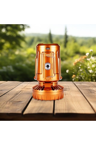 Homyl Güneş Enerjili Kamp Feneri Fanlı Elektrikli Fan Altın Altın
