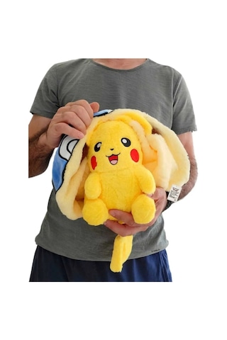 Pokemon Pikachu Peluş Oyuncak Sürpriz Peluş 40cm Uyku Arkadaşı Fermuarlı Mavi - Sarı