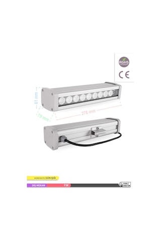 ACK LED Wallwasher 3000K Gün Işığı 9W 276mm