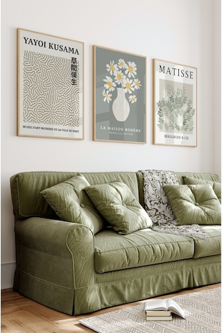 Ahşap Çerçeveli Mdf Tablo Seti Matisse, Bohem, Kusama Salon Ve Oturma Odası İçin Çt3009 42 X 62