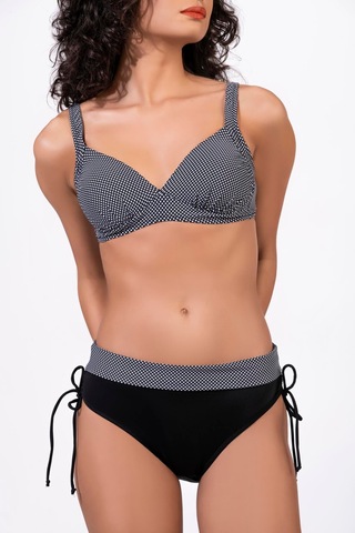 Endeep Kadın Puantiye Desenli Bağcık Detaylı Toparlayıcı Siyah Bikini Takımı