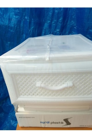 Plastik Delikli Beyaz Komidin Çekmeceli Sebzelik