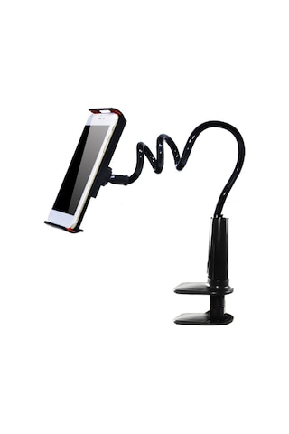 Geeksen Esnek 360 Derece Dönen Pvc Kolu Telefon Ve Tablet Tutucu - 4-10.6 İnç Uyumlu, 70cm Uzunluk, Yatak/ofis Kullanıma Uygun, Siyah Diğer