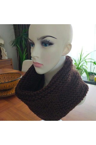 Kahverengi El Yapımı Unisex Boyunluk Koyu Kahverengi