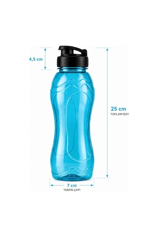 750 Ml Sert Plastik Su Matarası Kilitli Kapaklı, Bpa Free Su Şişesi 3 Renk Seçeneği İle Mavi