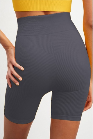 Mistirik Felolin Model Örme Seamless Şort Biker Şort Yüksek Bel Toparlayıcı Şort Gri Renk Gri