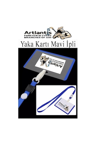 Artlantis Mavi İpli Yaka Kartı 1 Adet Ayarlanabilir Boyuna Asma Kimlik Koruyuculu Pvc Mavi Yaka Kartlığı Seyehat Of