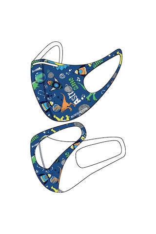 Blackspade 90022 Astronot Desenli Yıkanabilir Kumaş Çocuk Maskesi 3 - 7 Yaş