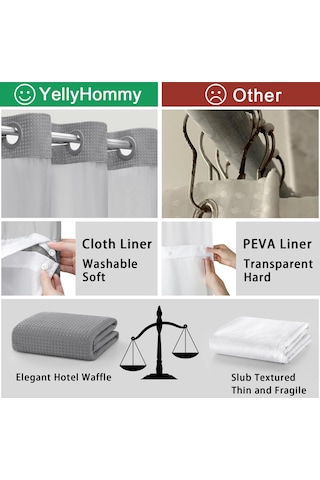 Ximistore9 Gri Su Geçirmez Banyo Perde Seti - Zımparalı Dokulu, Kanca Yok, Tıkla Tak Liner, Hızlı Kurulum, Spalon Deneyimi Açık Gri