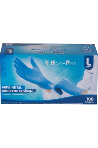 Has-Pet Nitril Pudrasız Muayene Eldiveni Mavi 20 x 100 Adet L