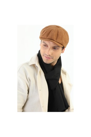 Eleven Markets Kışlık 8 Parca Kaşmir Düz Renk Peaky Blinders Model Erkek Kasket London Şapka Taba Taba