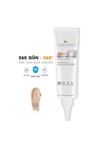 Herbaderm Aknpro Yağlı ve Akneye Meyilli Ciltler İçin Nemlendirici Güneş Kremi SPF50+ Orta Ton 40 ML