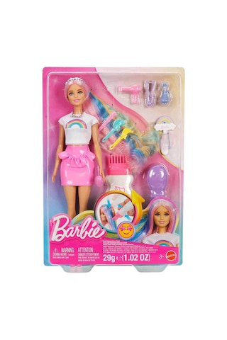 Barbie Gökkuşağı Saçlar Bebeği - Renkli Saçlı Ve Aksesuar Zenginli Kuaför Seti