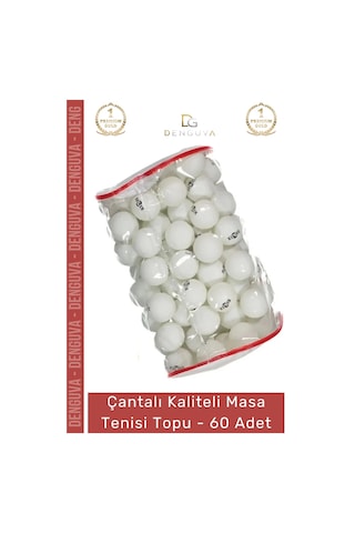 Masa Tenisi Pinpon Topu Çantalı Kaliteli Etkinlik 60 Adet Beyaz Canlı Ping Pong Sekme