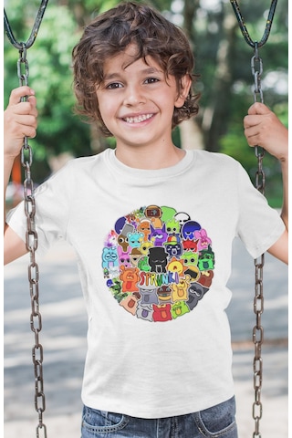 Sevbano Sprunki Baskılı Unisex Çizgi Film Çocuk Tişört 1-12 Yaş Beyaz Sevbano Sprunki Baskılı Unisex Çizgi Film Çocuk Tişört 1-12 Yaş Beyaz