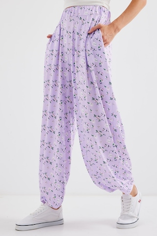 Bigdart 6665 Desenli Şalvar Pantolon - Lila 001