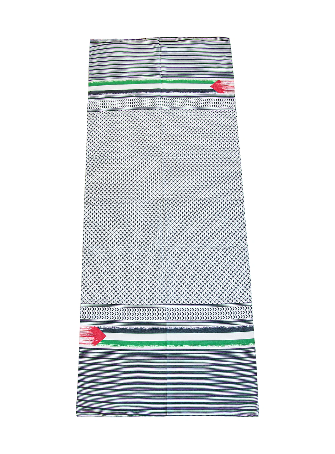 Kadın Erkek Kefiye Filistin Bayraklı Pamuklu Siyah Beyaz Puşi Şal Siyah Beyaz