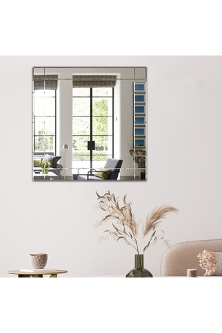 Ayna | Düz Ayna | Dikdörtgen Kanallı - Kare Ayna | 60Cm X 60Cm Şeffaf