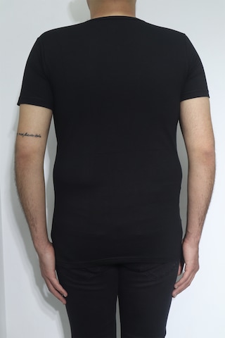 Santa Dmctekstil Erkek Düz Spor Kesim Dar Kalıp V-yaka T-shirt Siyah