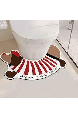 Elmpaly Yeşil Sosis Köpek Banyo Paspası - Kaymaz, Süper Emici Dekoratif Halı Yeşil