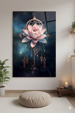 Sakinlik Lotus U Kozmik Arka Planlı Spiritüel Tasarım