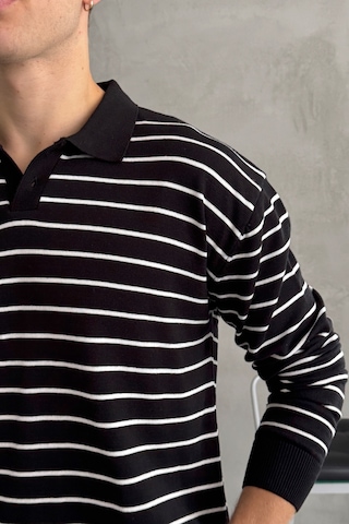 Erkek Pamuklu Polo Yaka Oversize Triko Kazak Beyaz