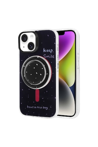 Apple Uyumlu iPhone 14 Kılıf M-safe Şarj Özellikli Tak-çıkar Pop Soketli Zore Tiktok Kapak Mor