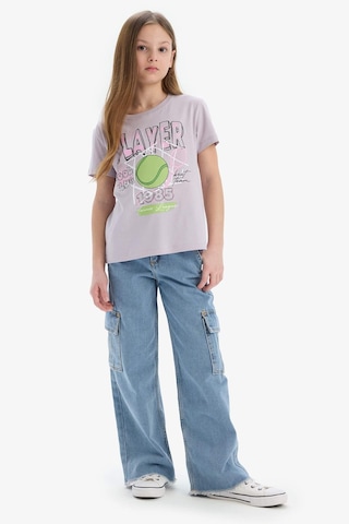 DeFacto Kız Çocuk Bisiklet Yaka Anime Baskılı Kısa Kollu Tişört E0351A825SMPR306 Mor