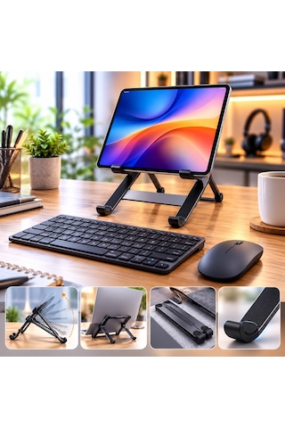Samsung Galaxy Tab S7+ Plus Sm-t970 12.4'' Uyumlu Ergonomik Tablet Çalışma Seti Stand+klavye+mouse Diğer