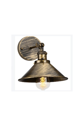 Riolight Vintage,retro,rustik Fırçalı Matt Altın Siyah 1xe27 Metal Duvar Aplik Çap:23cm Antik Eskitme