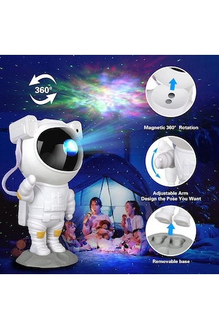 Yeni Taşınabilir Astronot Görünüm Projeksiyon Gece Lambası Beyaz