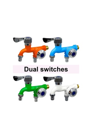 Xiyyadms Çift Su Çıkışı Seramik+metal Materyalli Mutfak/balkon/banyo Çok Amaçlı 1/2 İnç Vida Lavabo Musluğu Mavi Mavi