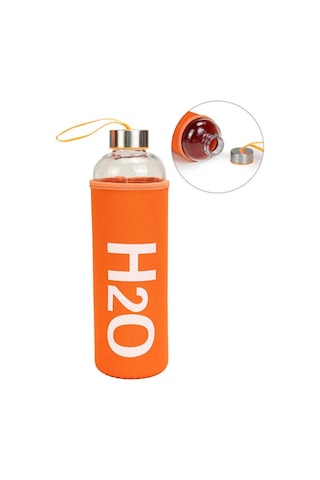 H2o Kılıflı Pastel Renk Cam Matara 1000 Ml Turuncu
