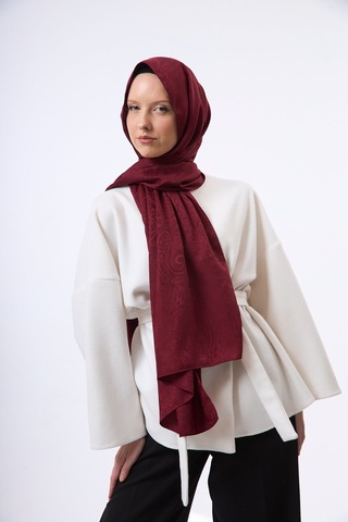 Mirsoy Scarf Velora Modern Desen Şal Bordo