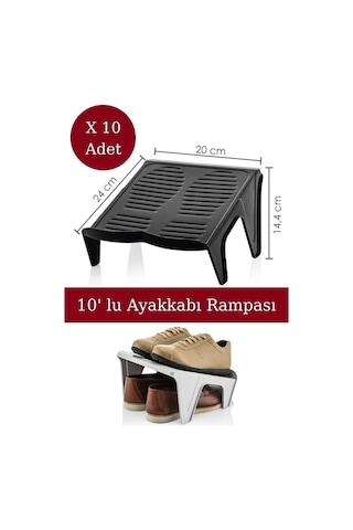10 Adet Çiftli Ayakkabı Rampası Plastik Ayakkabı Düzenleyici Dolap İçi Ayakkabı Rafı Çok Renkli