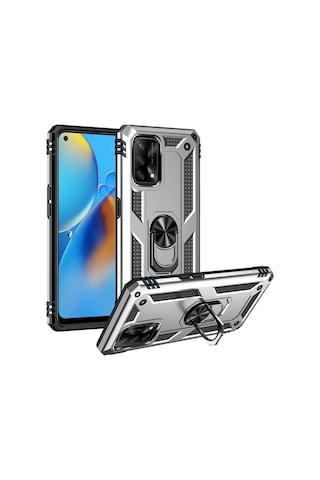 Oppo A74 4G Kılıf Zore Vega Yüzüklü Standlı Zırh Kılıf