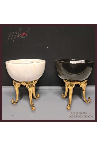 Şık Altın Standlı Lüks Mermer Kase Zarif Ev Dekoru - Mükemel