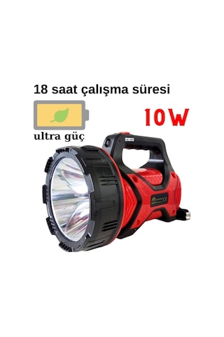 Ulatra Güçlü Uzun Mesafeli 18 Saat Çalışma 10w Ledli Projektör El Feneri