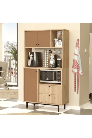 Lounge Kahve Köşesi Çok Amaçlı Dolap Mutfak Dolabı Sepet-kiremit