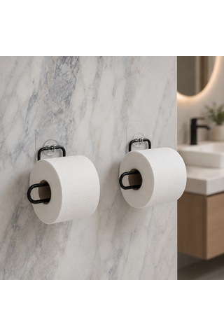 Siyah Yapışkanlı Rulo Kağıt Tutucu 2 Li Set Çok Renkli