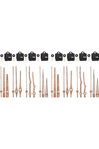 Goldenqian 8 Adet Uzun Şaft Duvar Saati Hareket Mekanizması 4 Tip 12 Inç Ceviz Ahşap Kuvars Parça Değişimi 6o3pxl Siyah