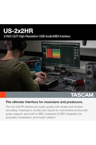 Tascam Us-2x2hr 192 Khz Yüksek Çözünürlüklü Usb Ses Kartı 2 Giriş