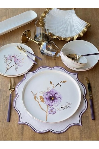 Yemek Takımı Modern Violet 24 Parça 6 Kişilik Renkli