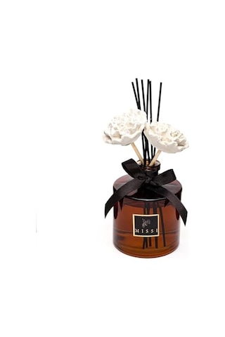500 Ml Kahverengi Silindir Şişe Seramik Çiçek Taşlı Bambu Çubuklu Oud Vanilya Oda Kokusu Abundance Prosperity