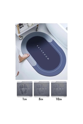 Zhlhome Süper Su Emici Kaymaz Tabanlı Paspas Gri