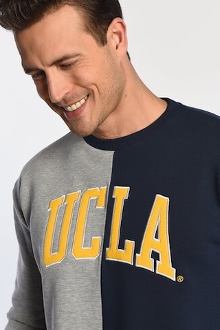 Ucla Reddley Lacivert Bisiklet Yaka Aplikeli Standard Fit Erkek Sweatshirt Lacivert