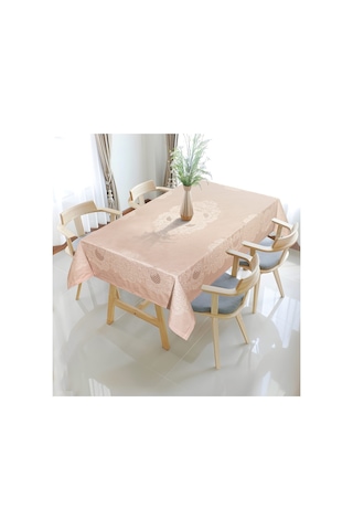 Pano Lace Pamuklu Masa Örtüsü 8 Kişilik 150x220 Cm Masa Örtüsü Bej