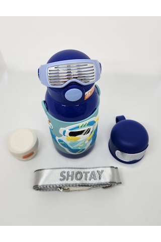 Shotay St-8812 Space 600ml Çift Başlık Kapak Termos Matara Mavi